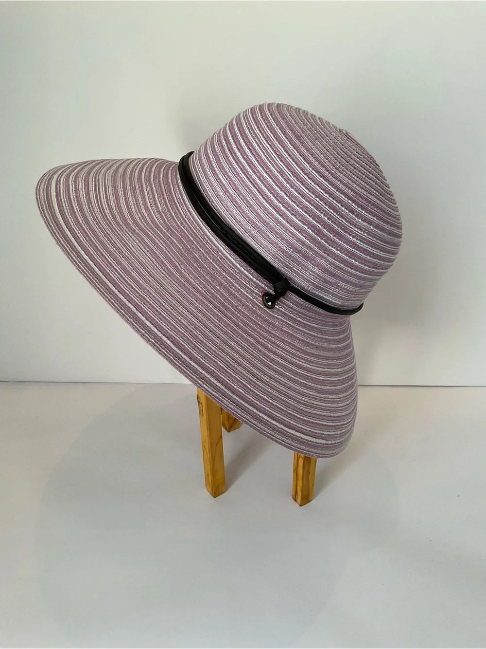 Sloggers Lavender-Striated Wide Brim Sun Hat with Black Band